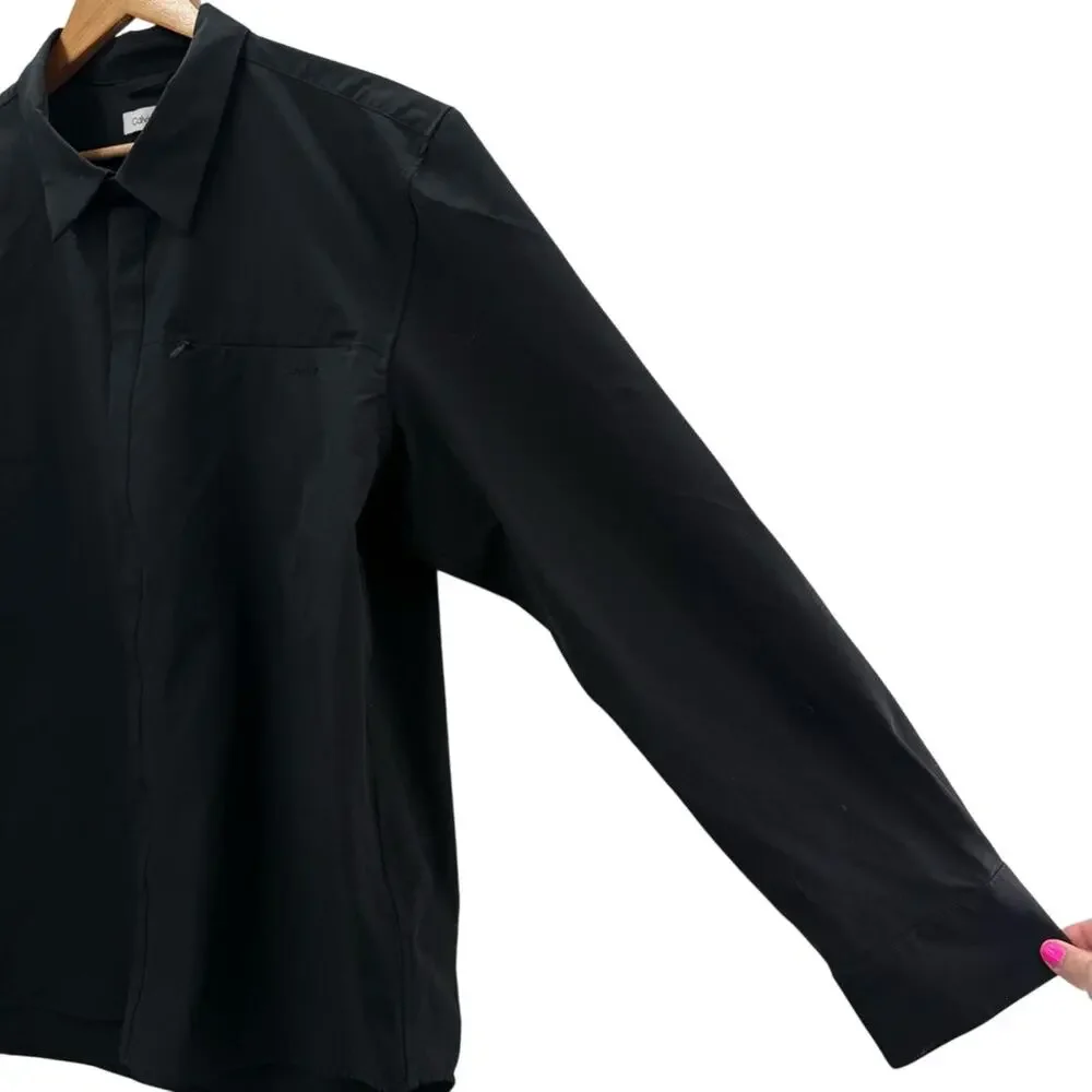 NWT Calvin Klein Performance Wear Polyester Long Sleeve Hidden Snap Down Shirt - Picture 3 of 12